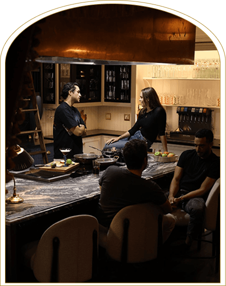 Members gathered in the Maxwell kitchen